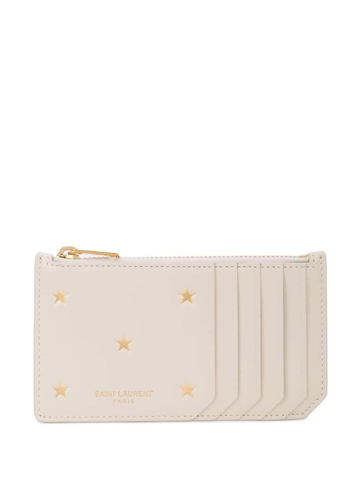 Saint Laurent Fragment Star-embossed Card Case - Neutrals
