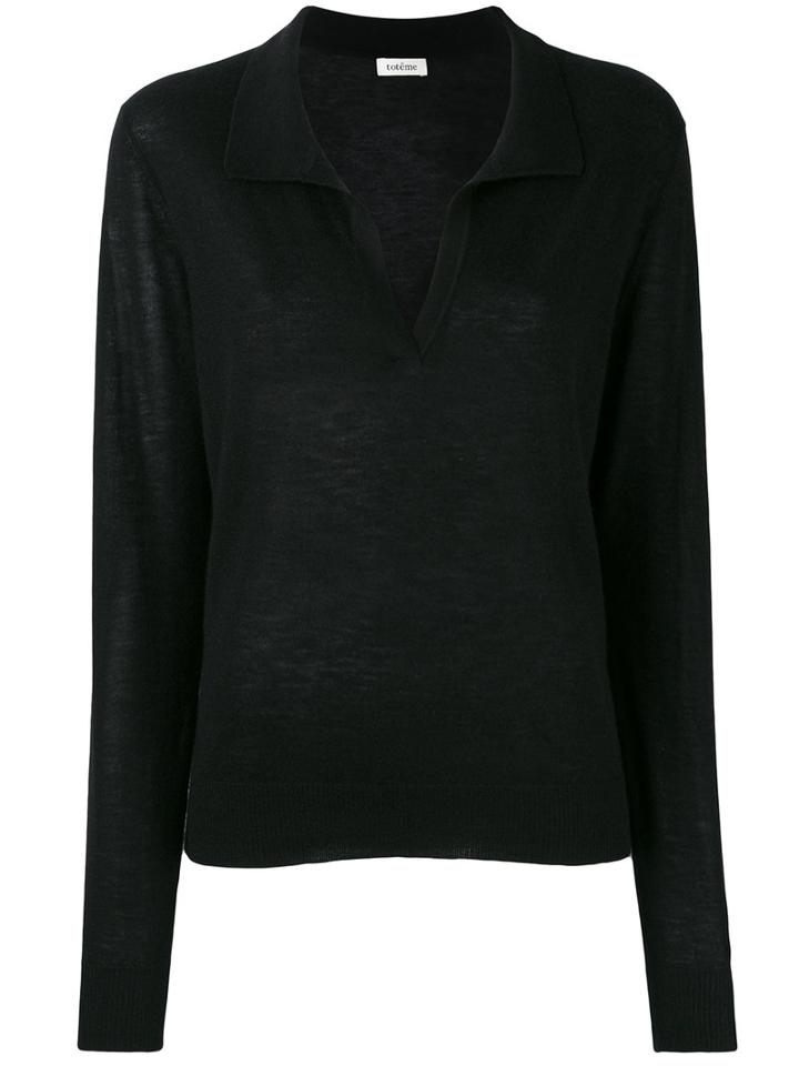 Toteme - Cashmere Collar Jumper - Women - Cashmere - L, Women's, Black, Cashmere
