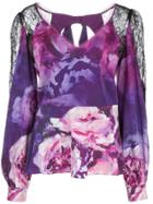 Marchesa Notte Long Sleeve Printed Cdc Top - Purple