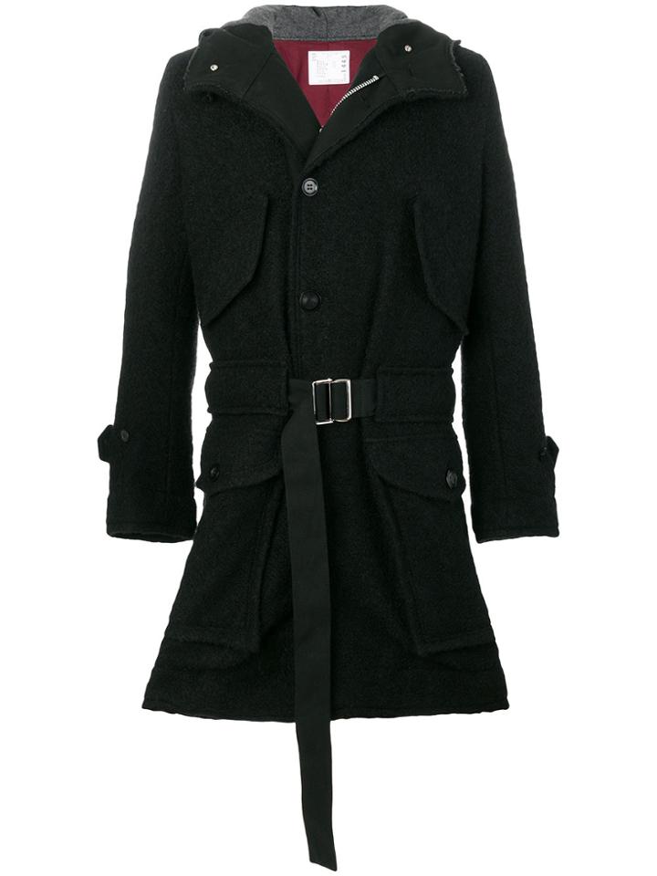 Sacai Belted Coat - Black