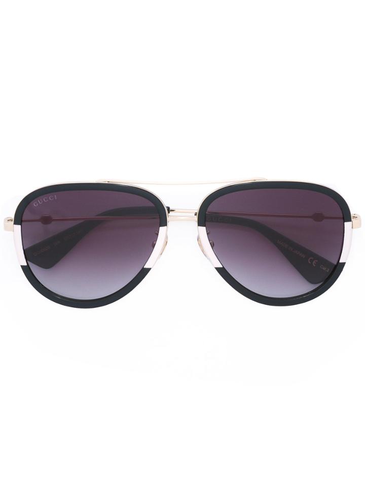 Gucci Eyewear Aviator Metal Temple Sunglasses - Black
