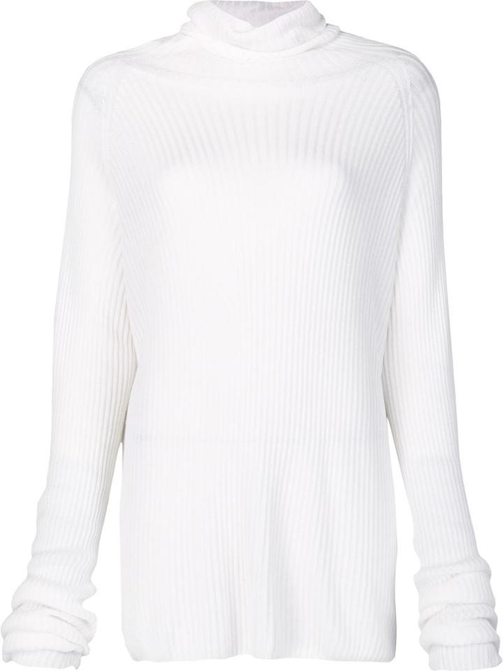 Yohji Yamamoto Seamless Turtleneck Blouse, Women's, Size: 2, White, Silk/rayon