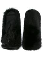 Dsquared2 Ski Finger Cover Gloves, Men's, Black, Fox Fur/nylon/polyurethane/cashmere