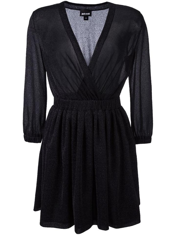 Just Cavalli Flared Lurex Dress, Women's, Size: 42, Black, Polyamide/polyester