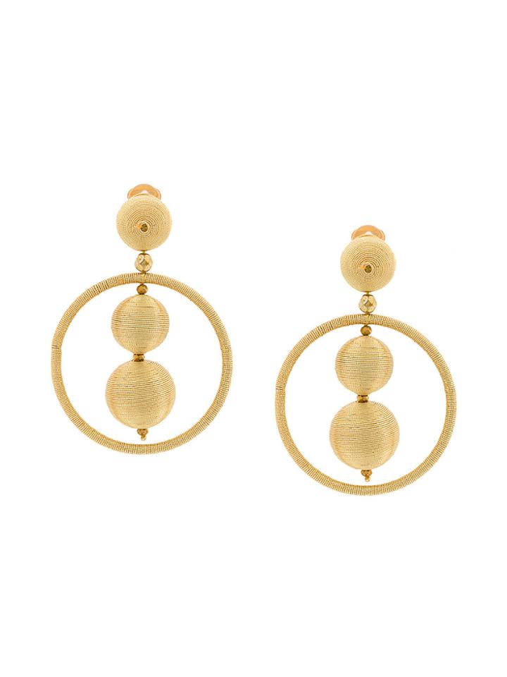 Oscar De La Renta Double Beaded Ball Hoops - Metallic