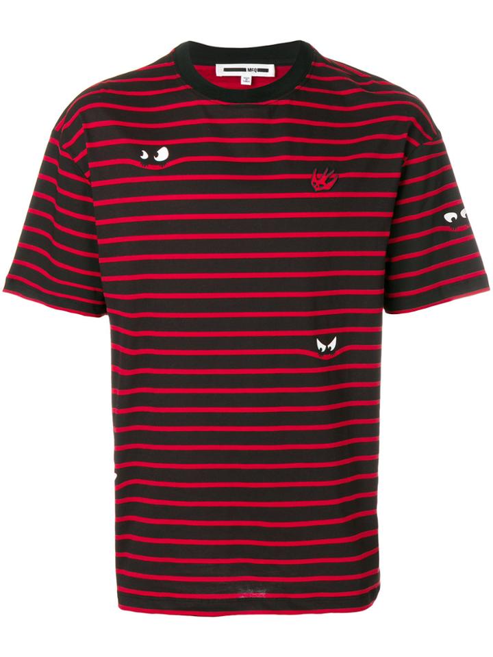 Mcq Alexander Mcqueen Striped Applique T-shirt - Brown