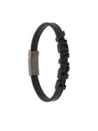 Prada Saffiano Leather Logo Bracelet - Black