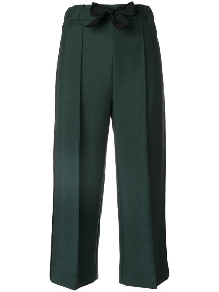 Fendi - Bow Tied Tailored Culottes - Women - Polyamide/viscose/mohair/wool - 38, Green, Polyamide/viscose/mohair/wool