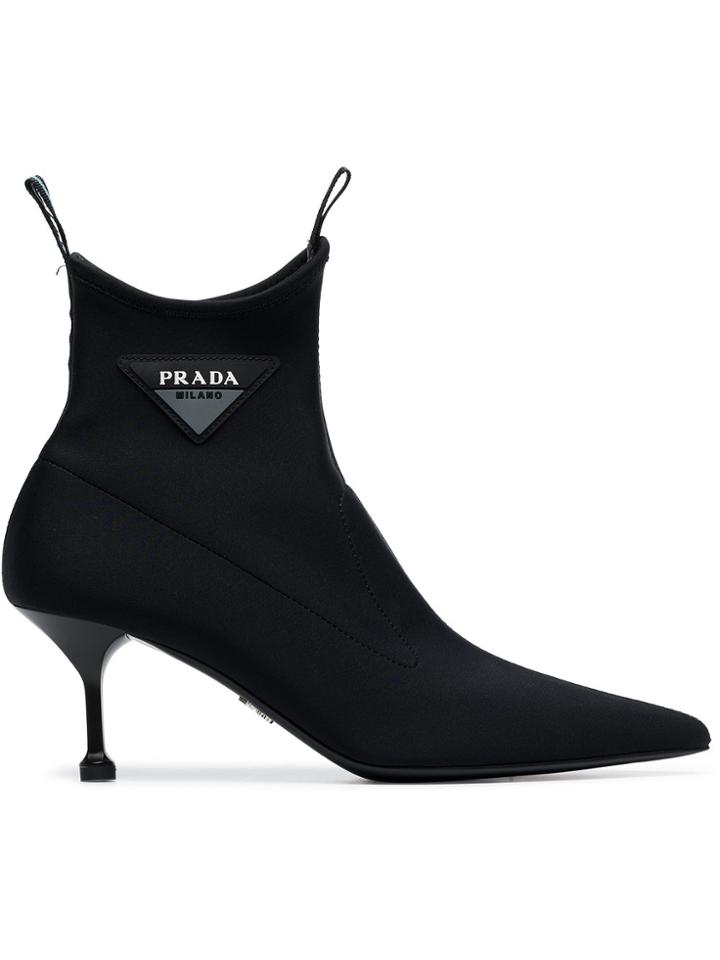 Prada Black Pointed 65 Neoprene Sock Boots