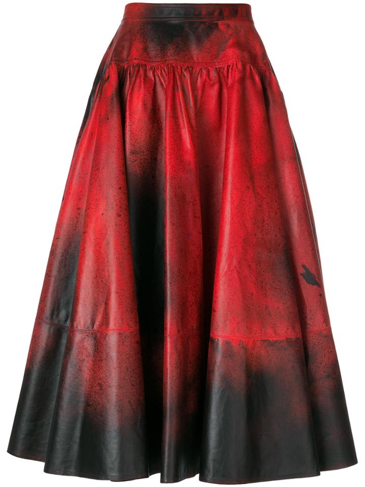 Calvin Klein 205w39nyc Calf Leather A-line Skirt - Red