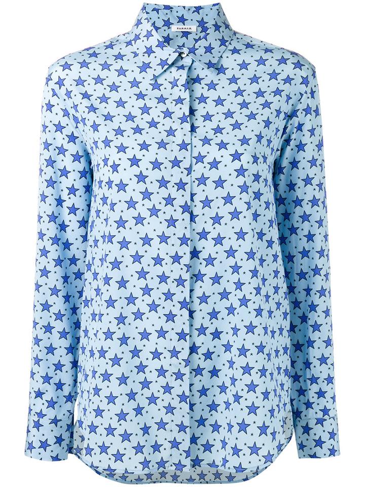 P.a.r.o.s.h. Star Patterned Shirt, Women's, Size: Large, Blue, Silk/spandex/elastane