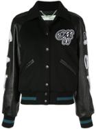 Off-white Varsity Inspired Bomber Jacket - Black