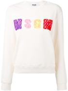 Msgm - Embellished Logo Sweatshirt - Women - Cotton - M, White, Cotton