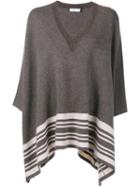 Vince V-neck Border Stripe Poncho