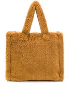 Stand Shearling Tote Bag - Brown