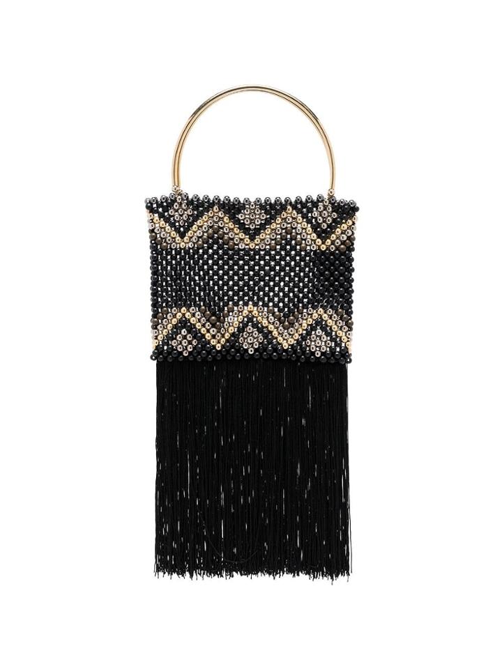 Rosantica Black Janice Bead Tassel Bag