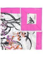 Emilio Pucci Floral Print Frayed Scarf - Pink & Purple