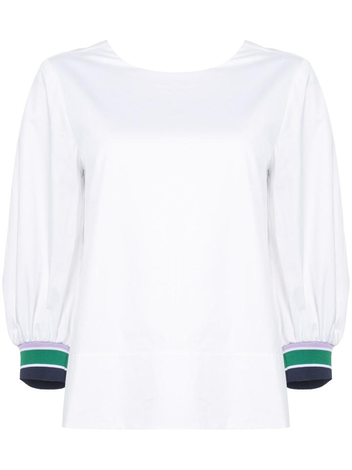 Tibi Striped Cuffs Blouse - White