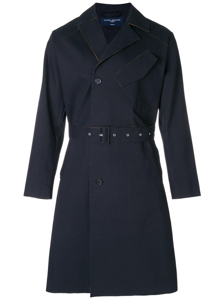 Natural Selection Double-breasted Trench Coat - Blue