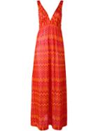 Missoni Zigzag Knitted Long Dress, Women's, Size: 40, Red, Polyester/cupro/viscose