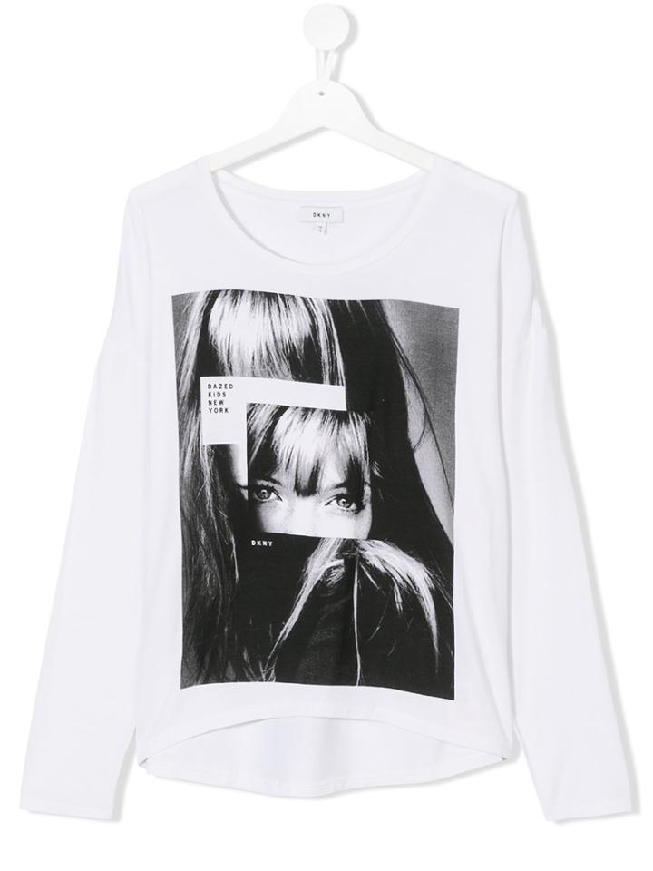 Dkny Kids Teen Printed T-shirt - White