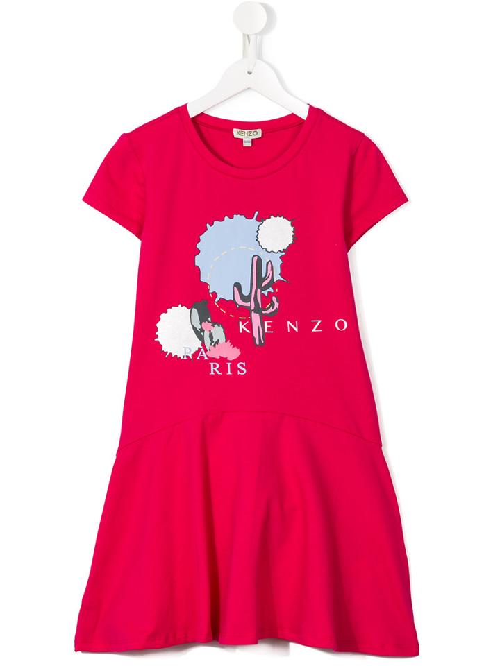 Kenzo Kids Dancing Cactus Dress, Girl's, Size: 8 Yrs, Red