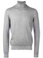 La Fileria For D'aniello Turtleneck Fine Knit Jumper, Men's, Size: 54, Grey, Virgin Wool