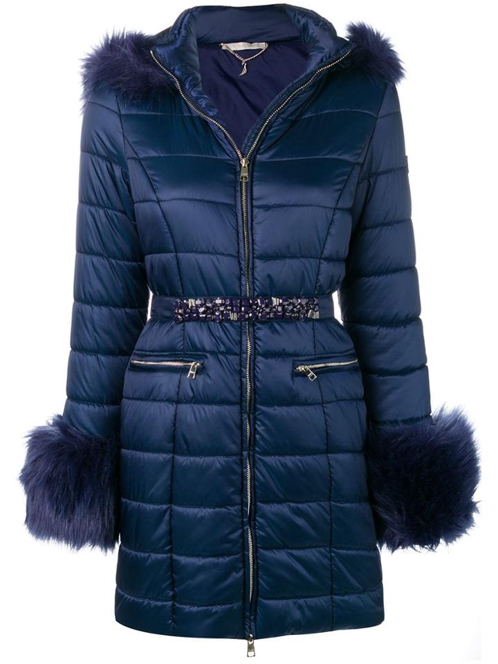 Liu Jo Faux Fur Trimmed Padded Jacket - Blue