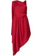 Osman Asymmetric Draped Dress - Red