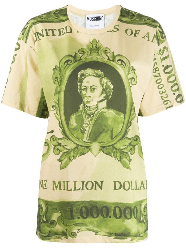 Moschino Watercolour Money Print T-shirt - Green