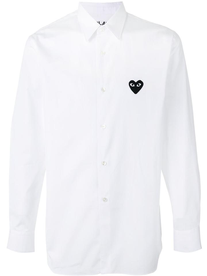 Comme Des Garçons Play Heart Patch Shirt, Men's, Size: Large, White, Cotton
