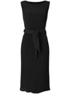 Issey Miyake Tie-waist Ribbed Dress - Black