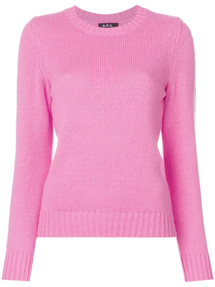 A.p.c. Crew Neck Jumper - Pink & Purple