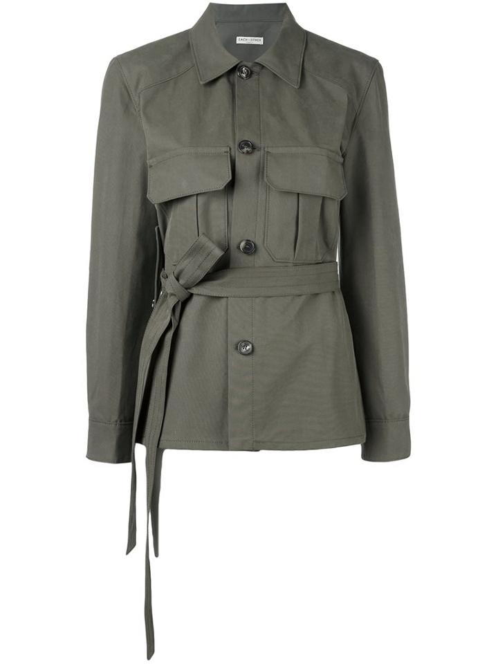 Each X Other Belted Jacket, Women's, Size: Medium, Green, Cotton