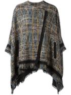 Etro Checked Cape, Women's, Size: 42, Black, Cotton/acrylic/polyamide/wool