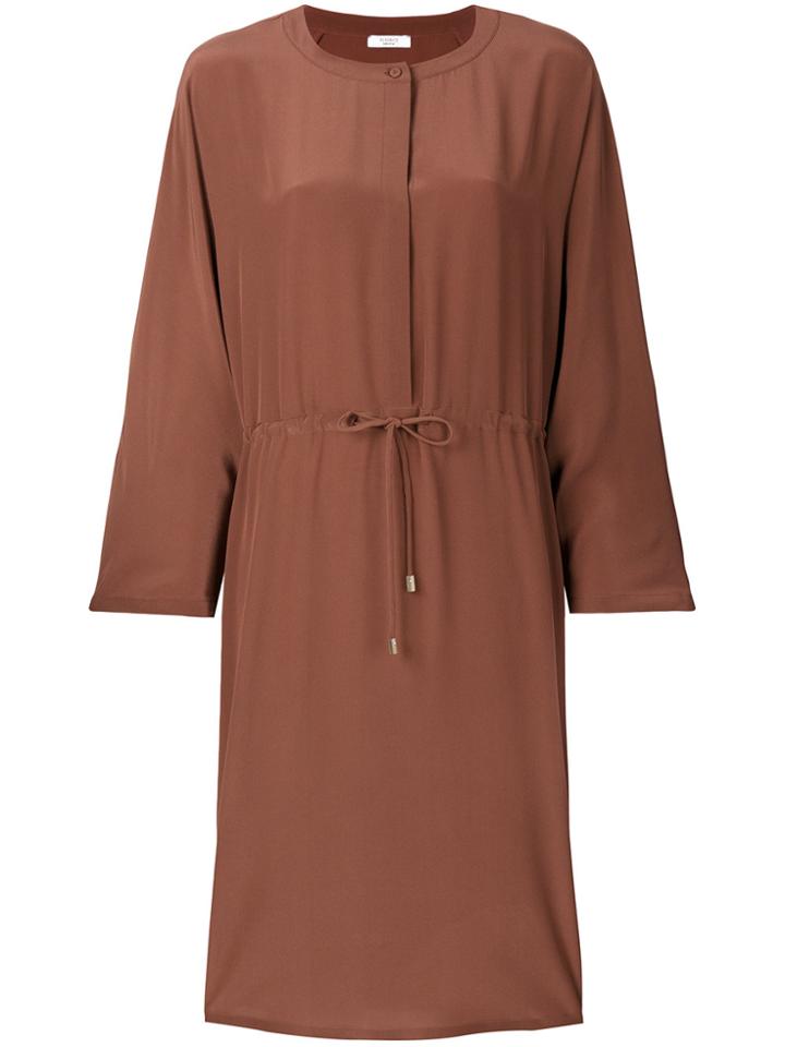 Peserico Collarless Drawstring Shift Dress - Brown