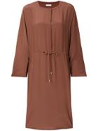 Peserico Collarless Drawstring Shift Dress - Brown