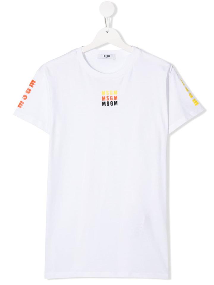 Msgm Kids Logo Short-sleeve T-shirt - White