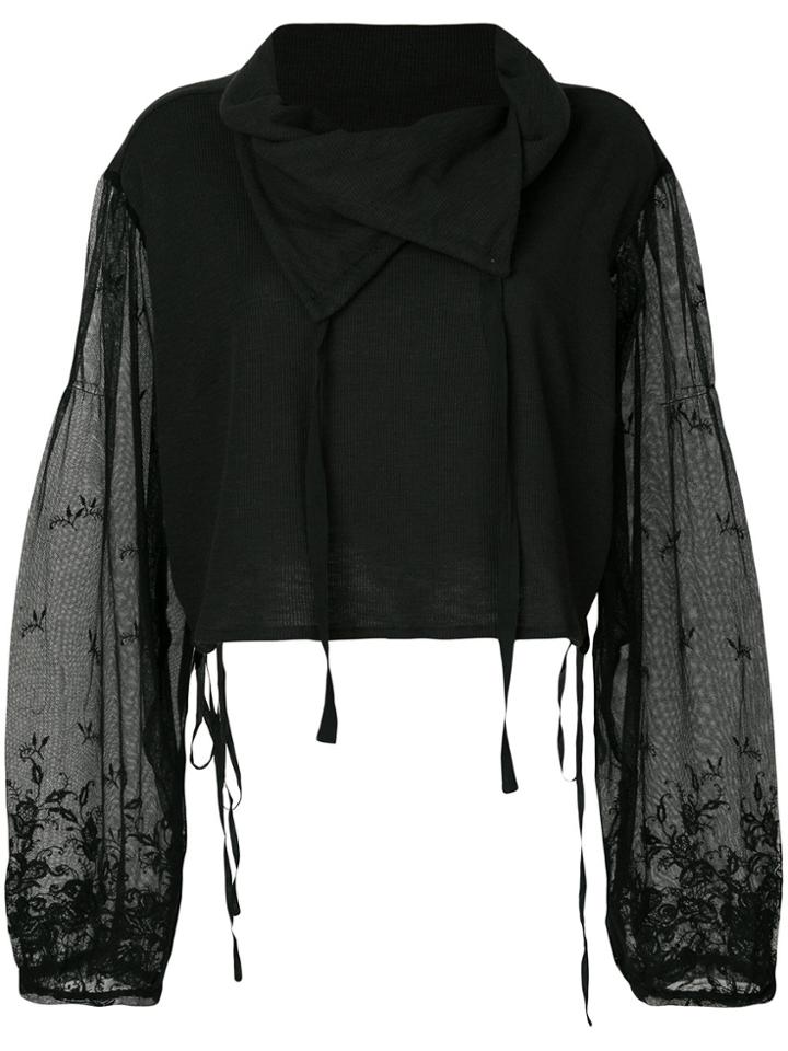 Ann Demeulemeester Lace Sleeve Sweatshirt - Black