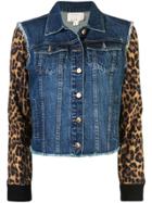 Nicole Miller Furry Leopard Denim Jacket - Blue