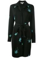 Diane Von Furstenberg Bird Print Shirt Dress, Women's, Size: 8, Black, Silk/spandex/elastane