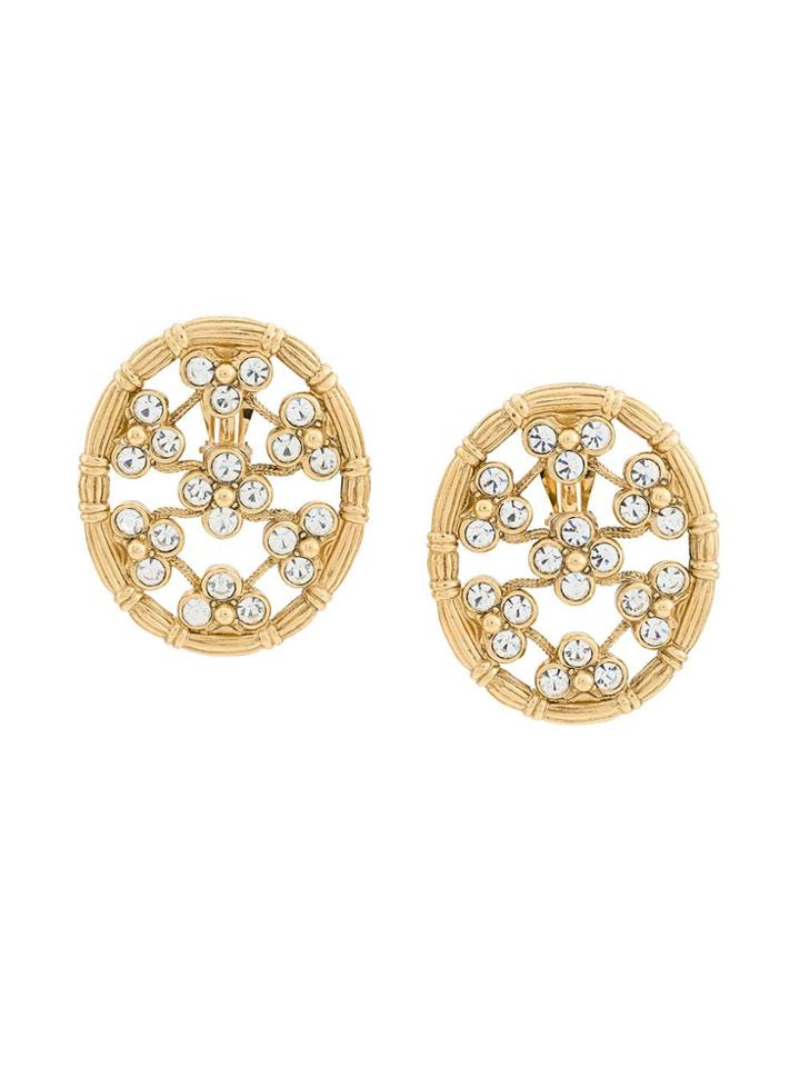Christian Dior Vintage 1990's Flower Earrings - Gold