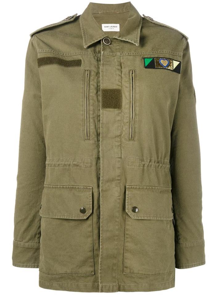 Saint Laurent - Love Logo Military Parka - Women - Cotton/ramie - 40, Green, Cotton/ramie