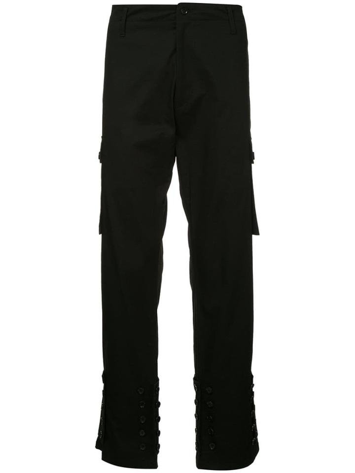 Yohji Yamamoto Vintage Button Detail Cargo Trousers - Black
