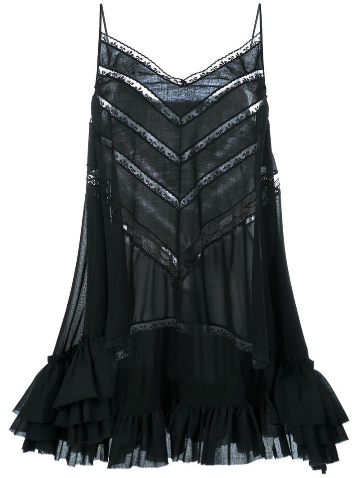 Natasha Zinko Ruffle-tier Sleeveless Top, Women's, Size: 38, Black, Cotton/nylon/polyester/spandex/elastane