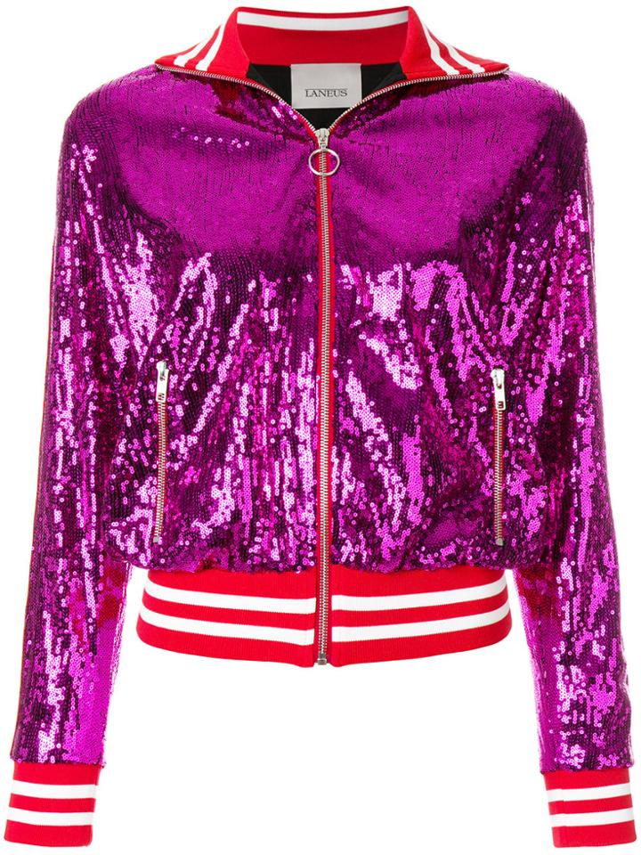 Laneus Paillette Bomber Jacket - Pink & Purple