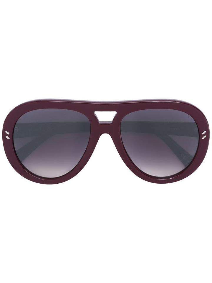 Stella Mccartney - Rounded Aviator Sunglasses - Women - Acetate - One Size, Red, Acetate