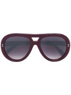 Stella Mccartney - Rounded Aviator Sunglasses - Women - Acetate - One Size, Red, Acetate