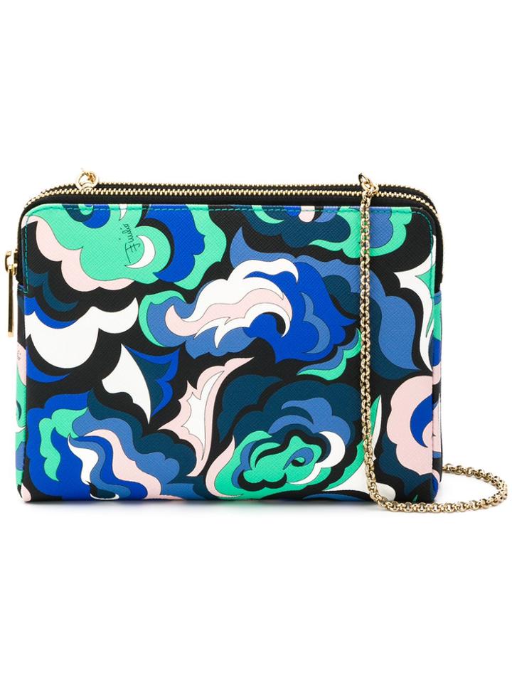 Emilio Pucci Abstract Print Shoulder Bag - Blue