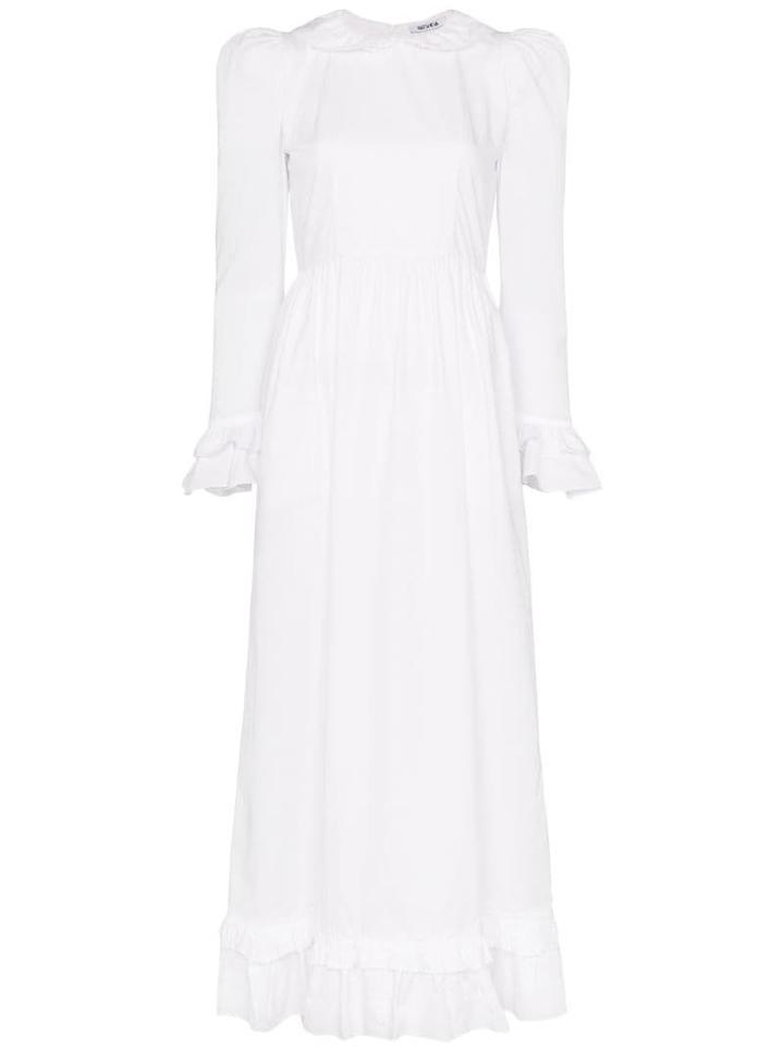 Batsheva Prairie High Neck Maxi Dress - White